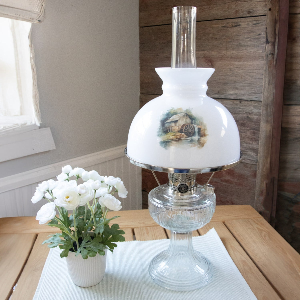 Aladdin Rustic Watermill Lamp Shade - Glass - 10"