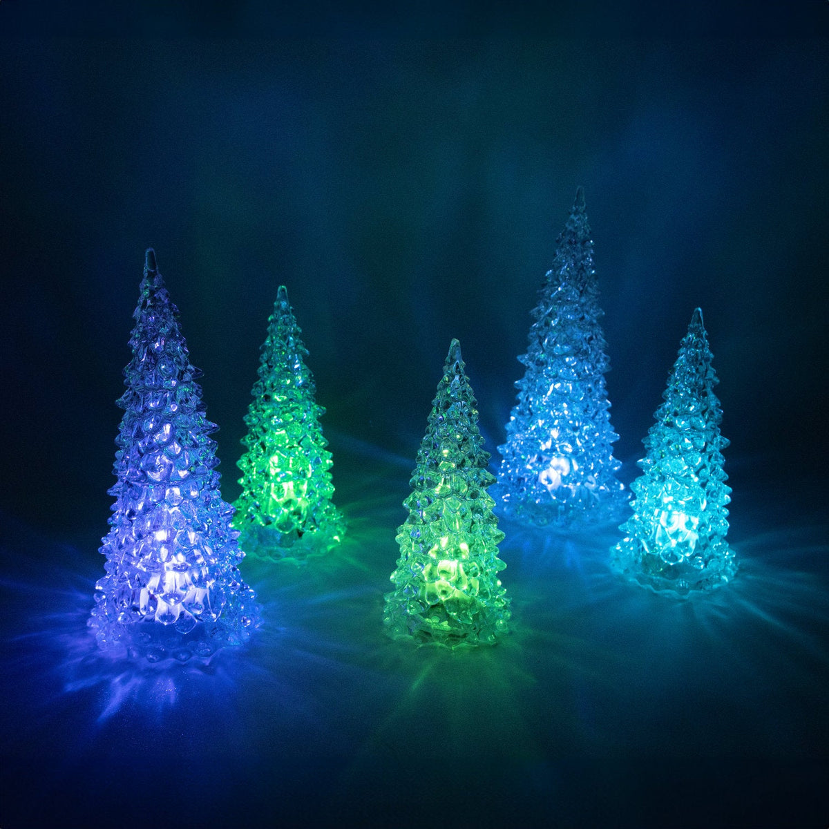 Color Changing LED Acrylic Christmas Trees - Set of 5