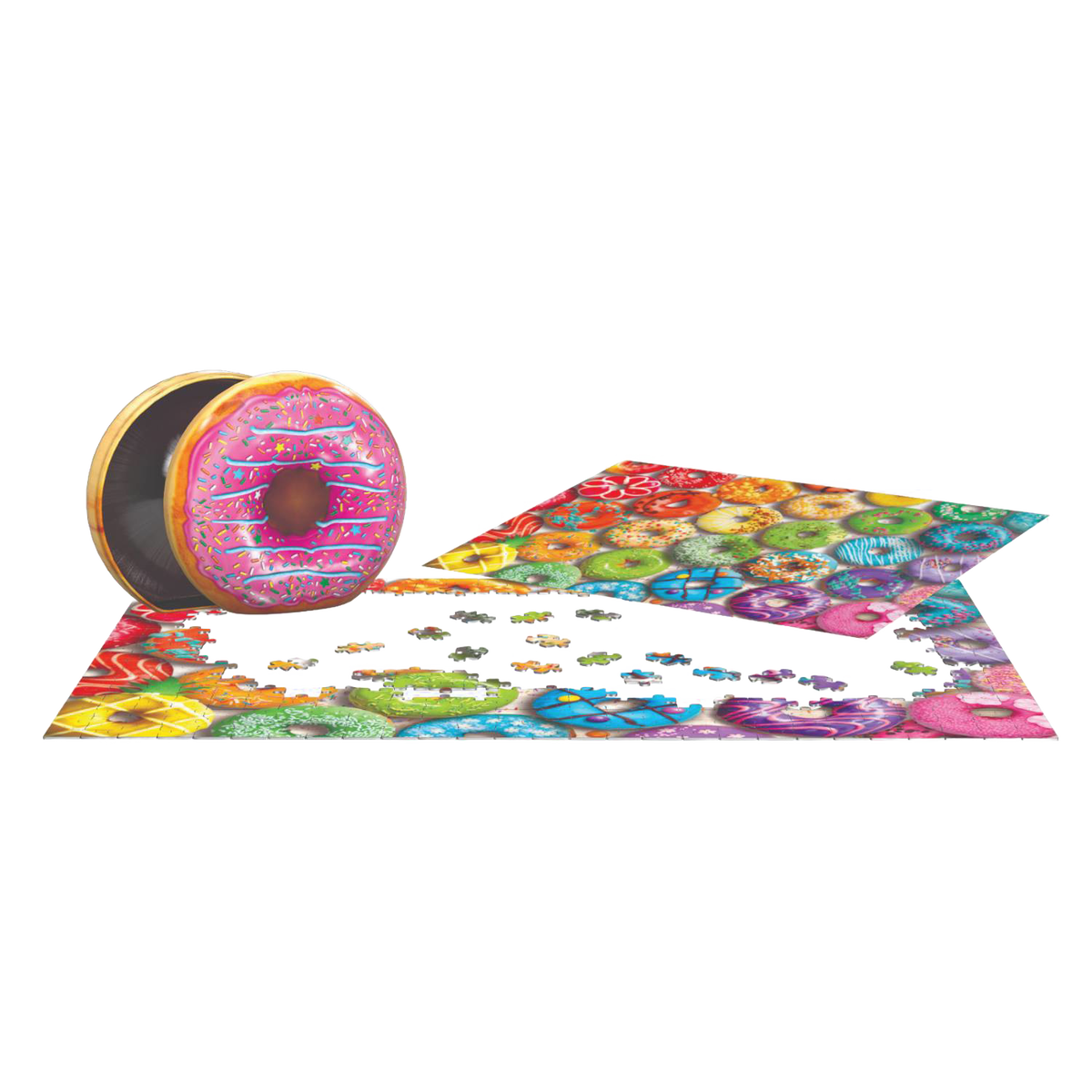 Rainbow Donut Jigsaw Puzzle in Metal Tin - 550pc