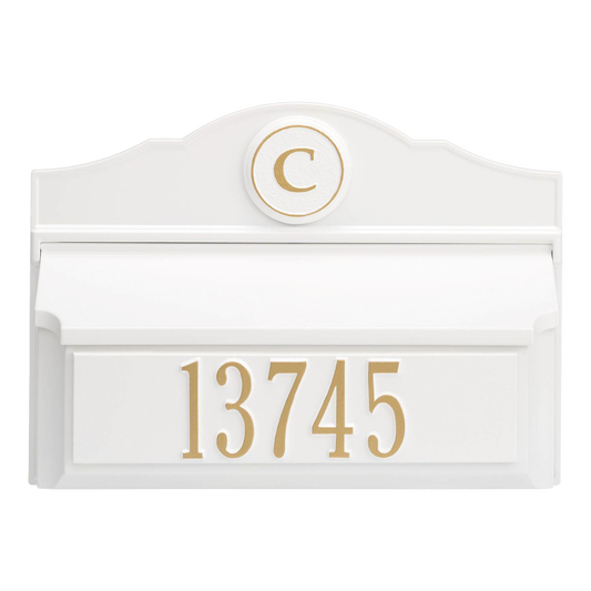 Whitehall Custom Wall Mount Mailbox - White/Gold