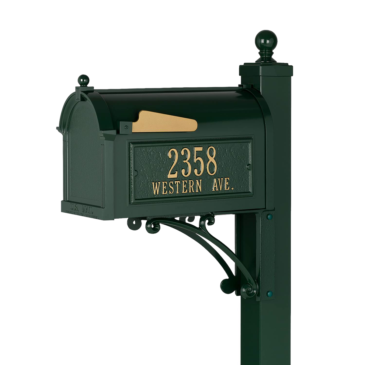 Whitehall Custom Capitol Mailbox - Green/Gold