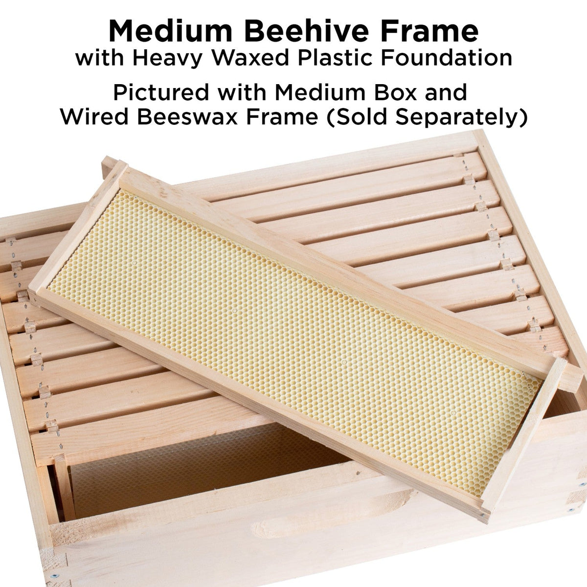 Medium Wood Bee Frame with Heavy Waxed Plastic