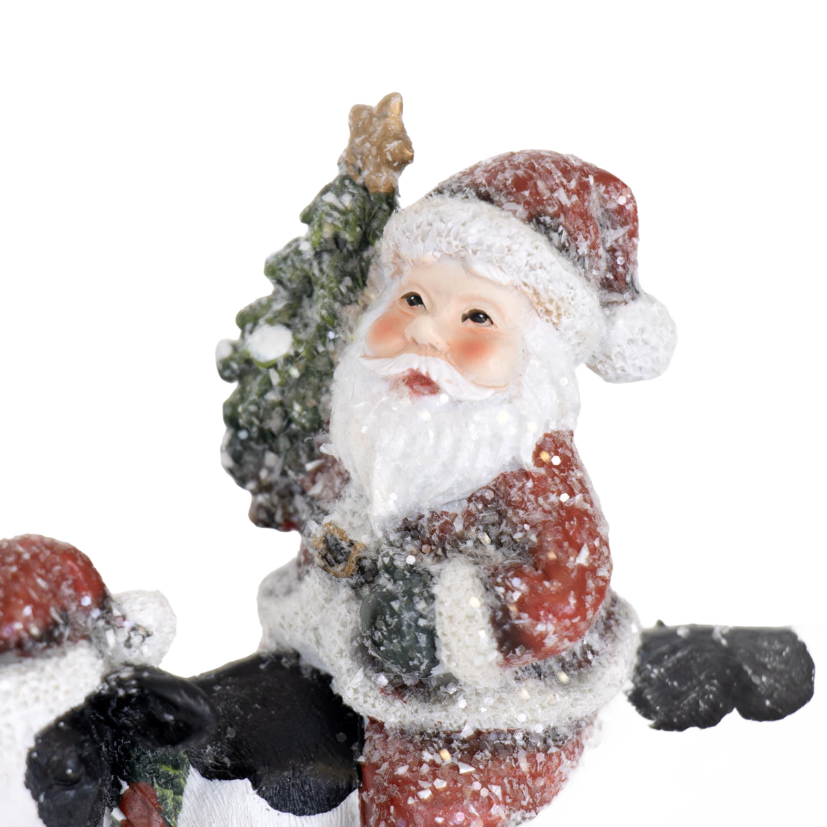 Santa and Cow Christmas Figurine - 6"
