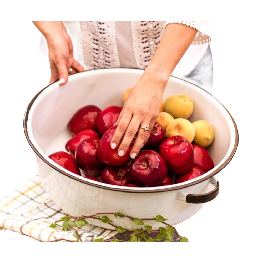 Enamelware Dish Basin with Handles - White (15 qt)