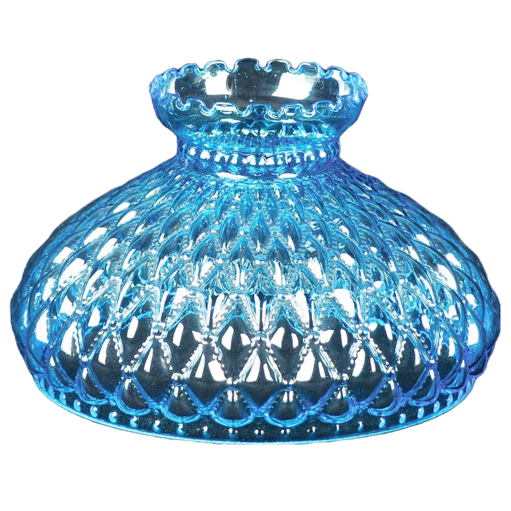 10" Blue Diamond Quilt Oil Lamp Shade