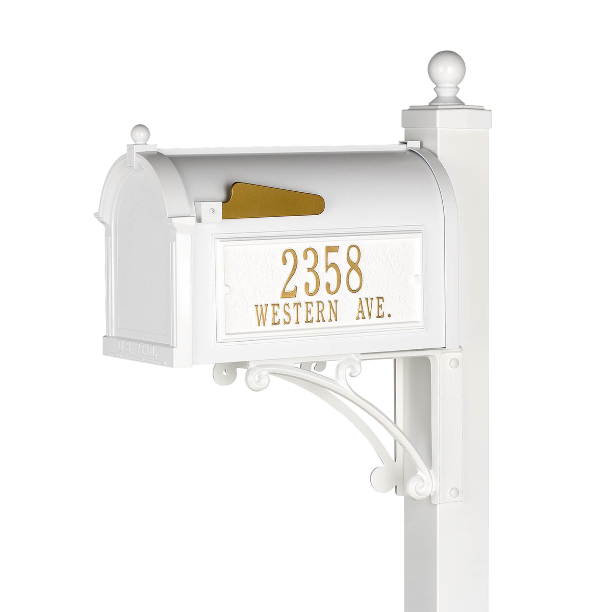 Whitehall Custom Capitol Mailbox - White/Gold