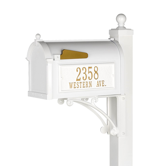 Whitehall Custom Capitol Mailbox - White/Gold