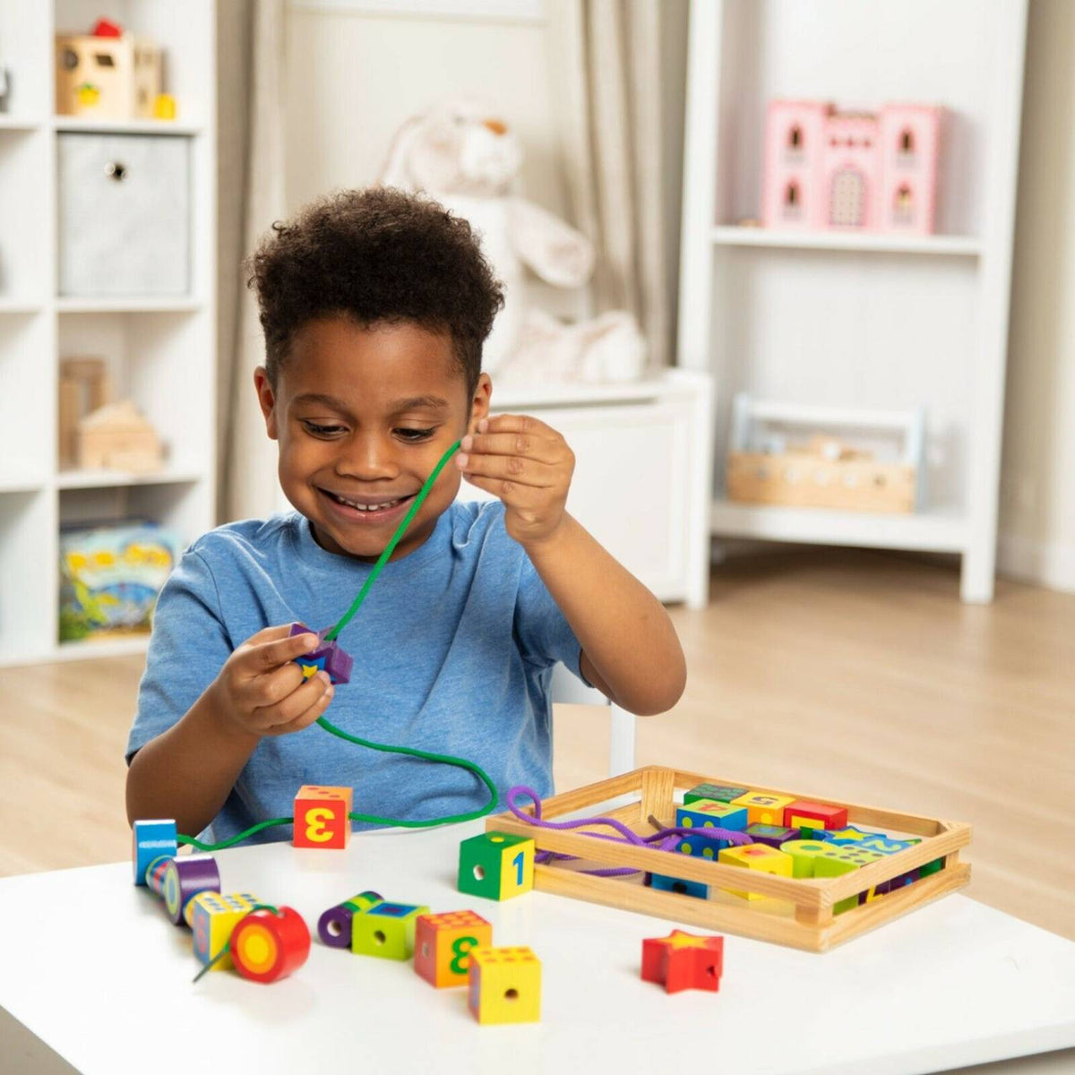 Melissa & Doug Deluxe Wooden Lacing Beads