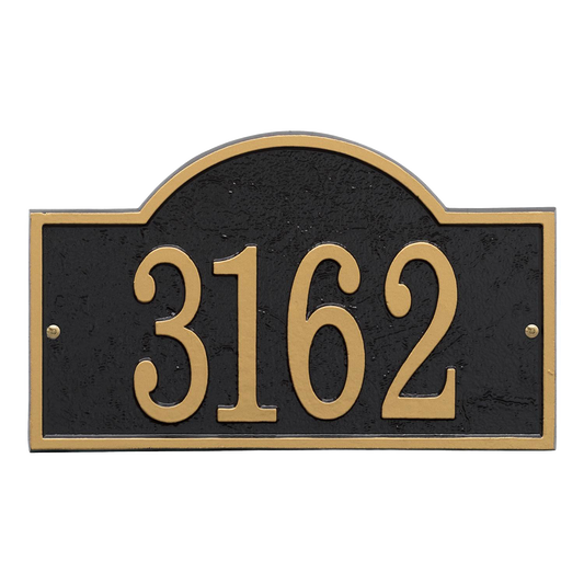 Whitehall Custom Address Plaque - Black/Gold Arched Rectangle