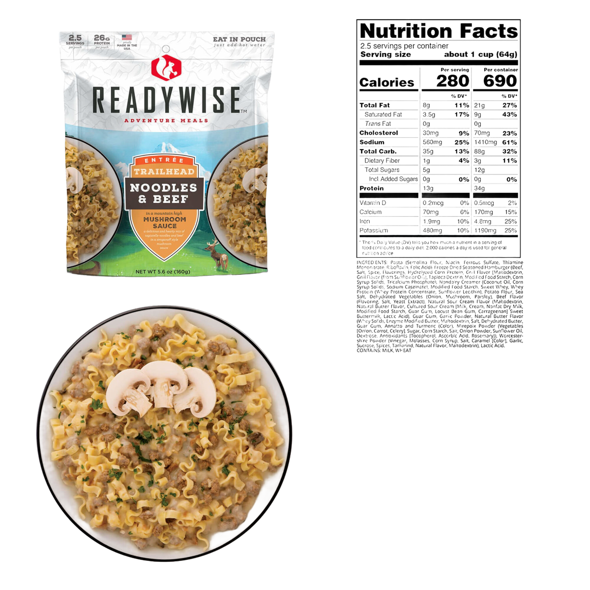 ReadyWise Trailhead Noodles & Beef Meal Pouch