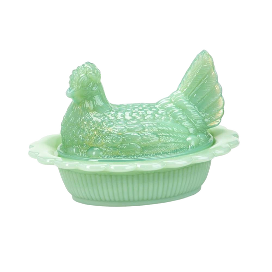 Covered Hen Glass Dish