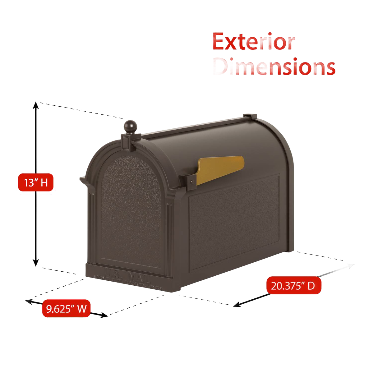 Whitehall Custom Capitol Mailbox - Bronze/Gold