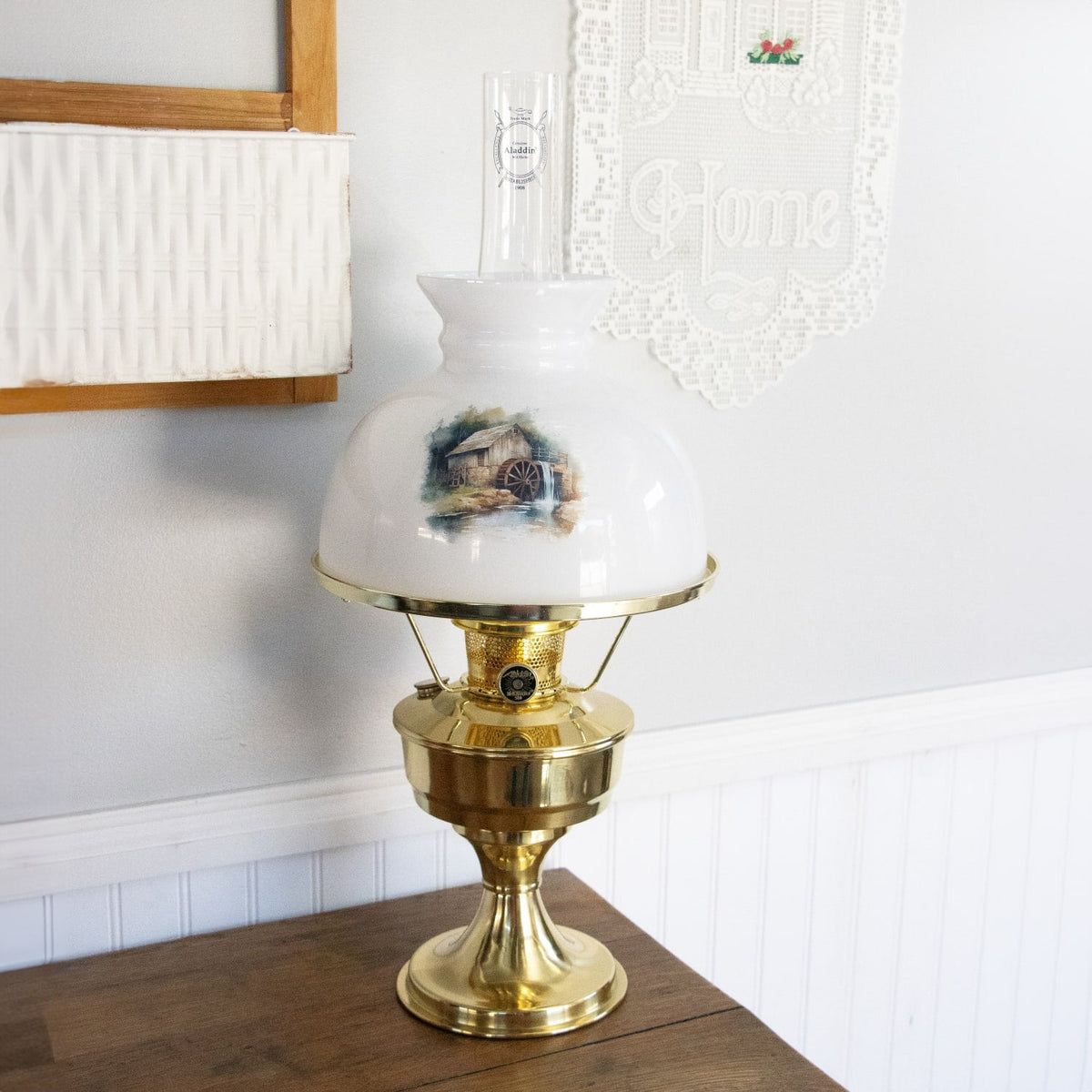 Aladdin Rustic Watermill Lamp Shade - Glass - 10"