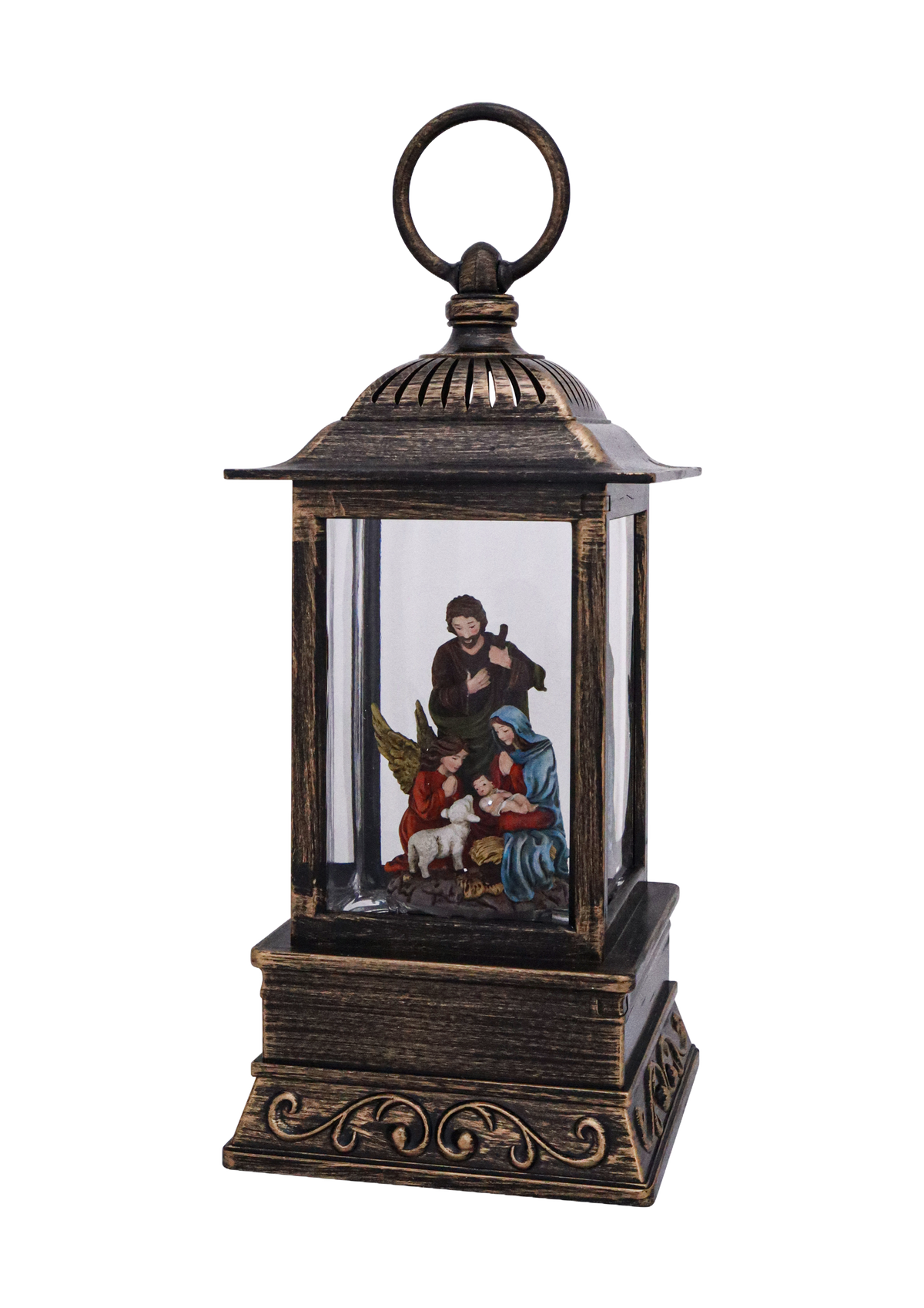 Christmas Nativity Glitter Lantern - 10.5"