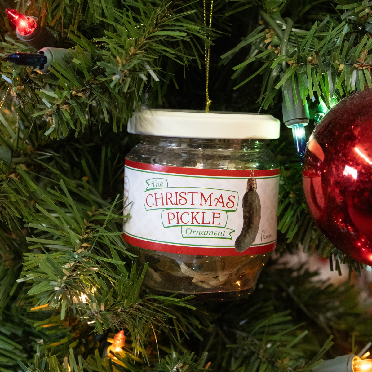 Christmas Pickle in Glass Jar Ornament Set