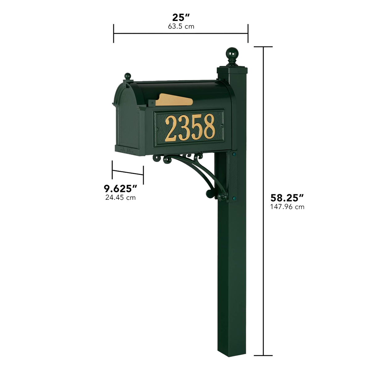 Whitehall Custom Capitol Mailbox - Green/Gold