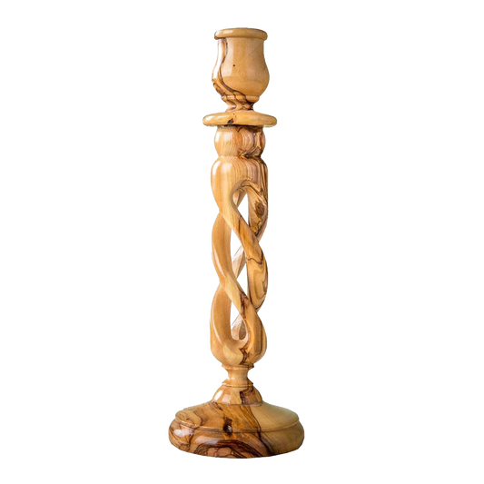 Winding Hollow Olive Wood Candle Holder