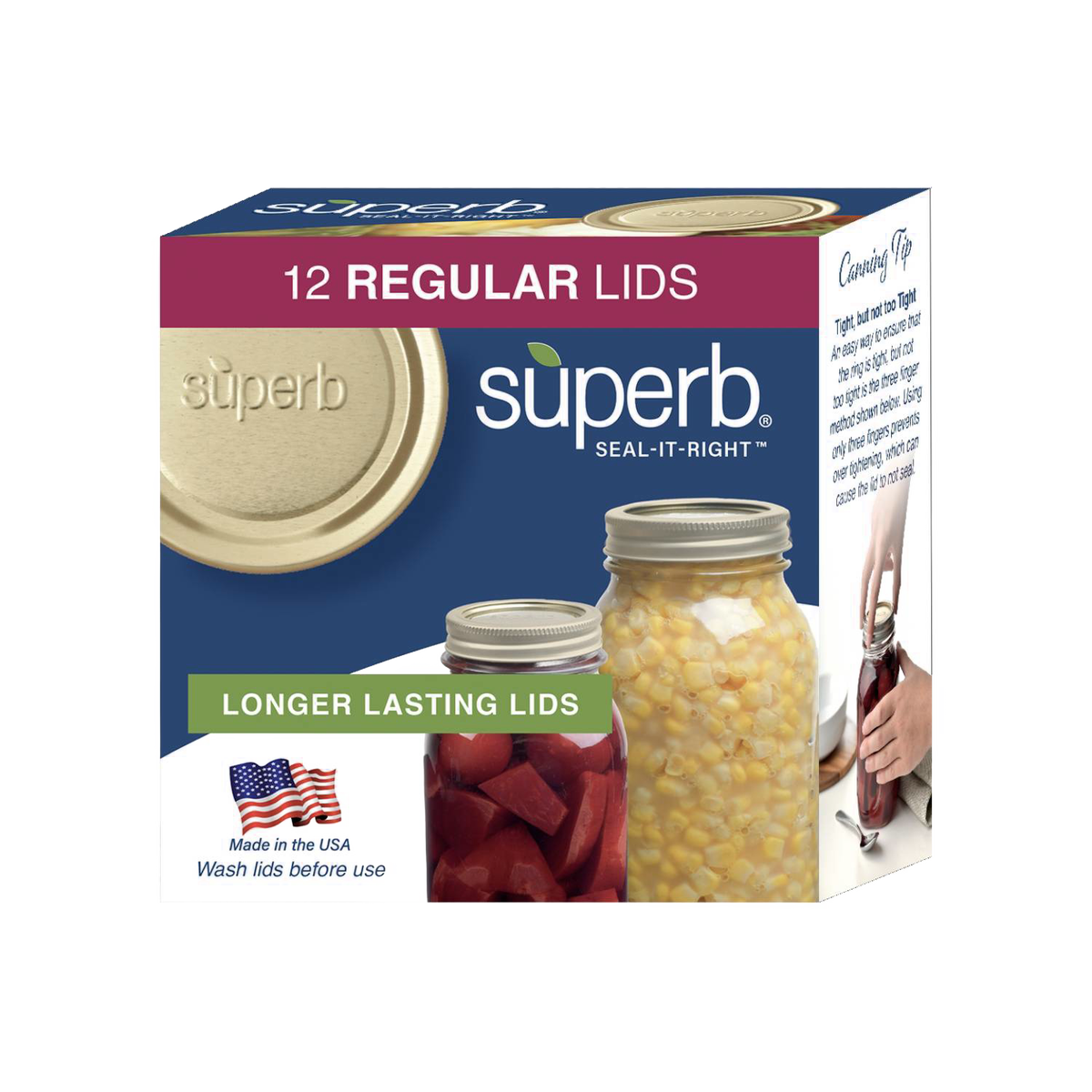 Superb Canning Jar Lids  - Regular Mouth (USA Made)