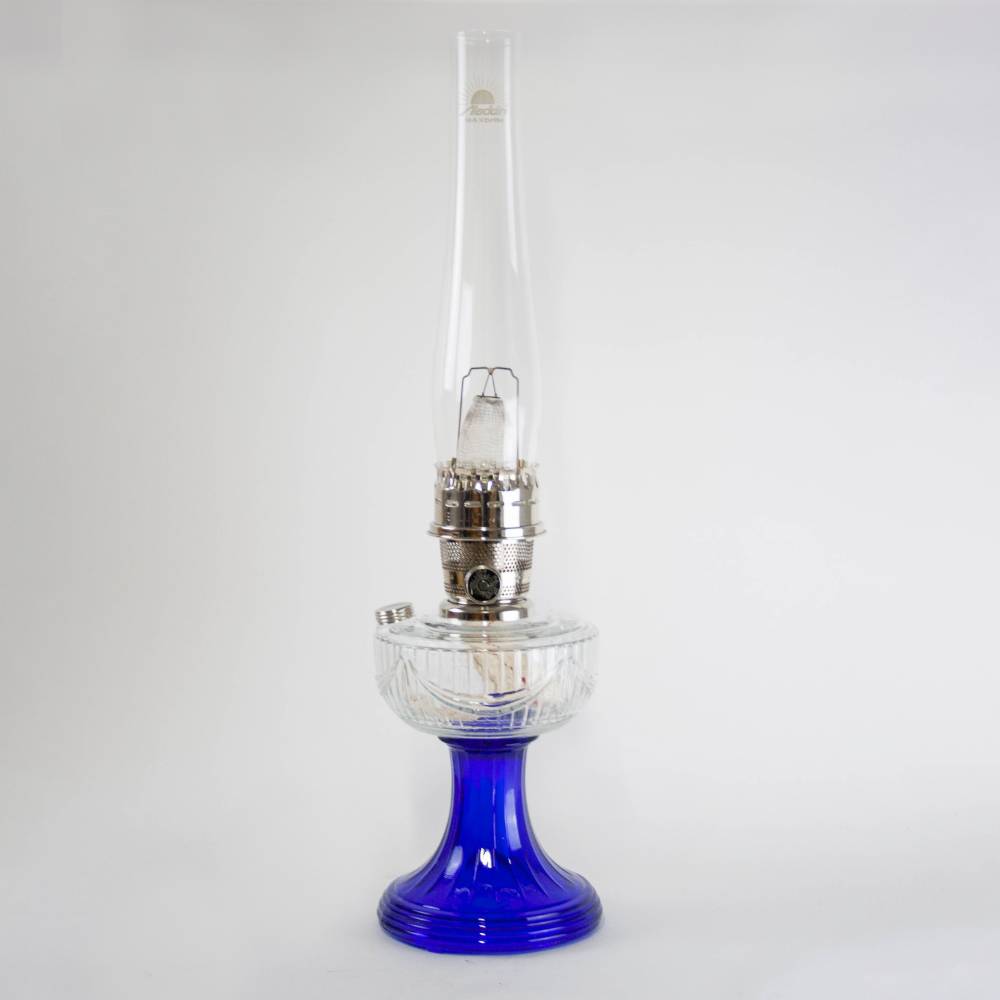Aladdin Clear-Over Cobalt Lincoln Oil Drape Lamp