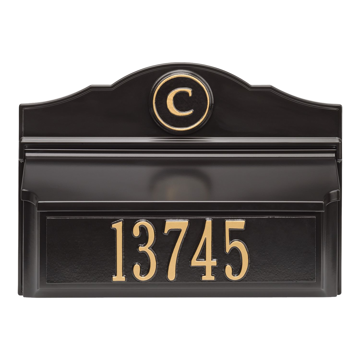 Whitehall Custom Wall Mount Mailbox - Black/Gold