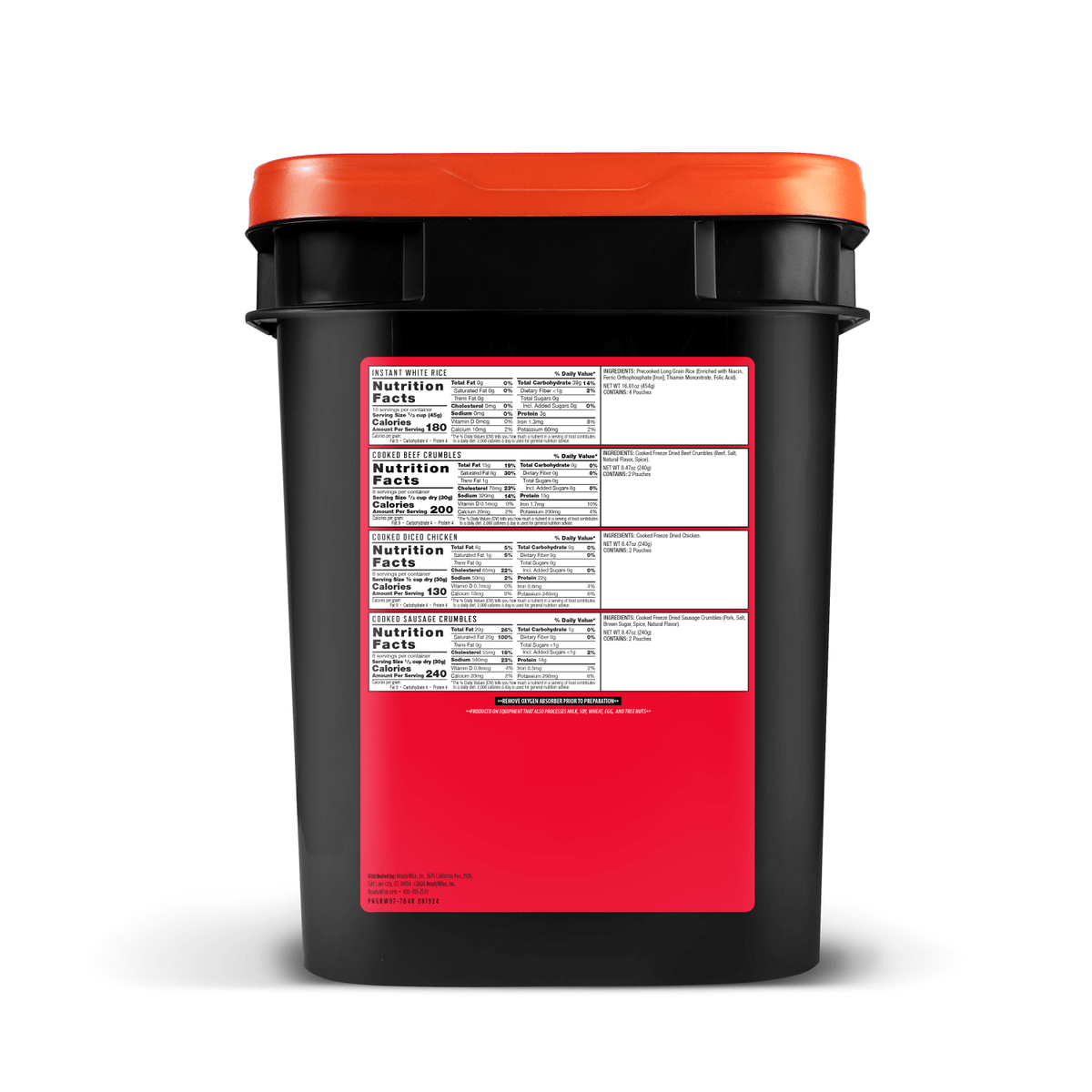 ReadyWise Freeze-Dried Meat & Rice Survival Food Bucket