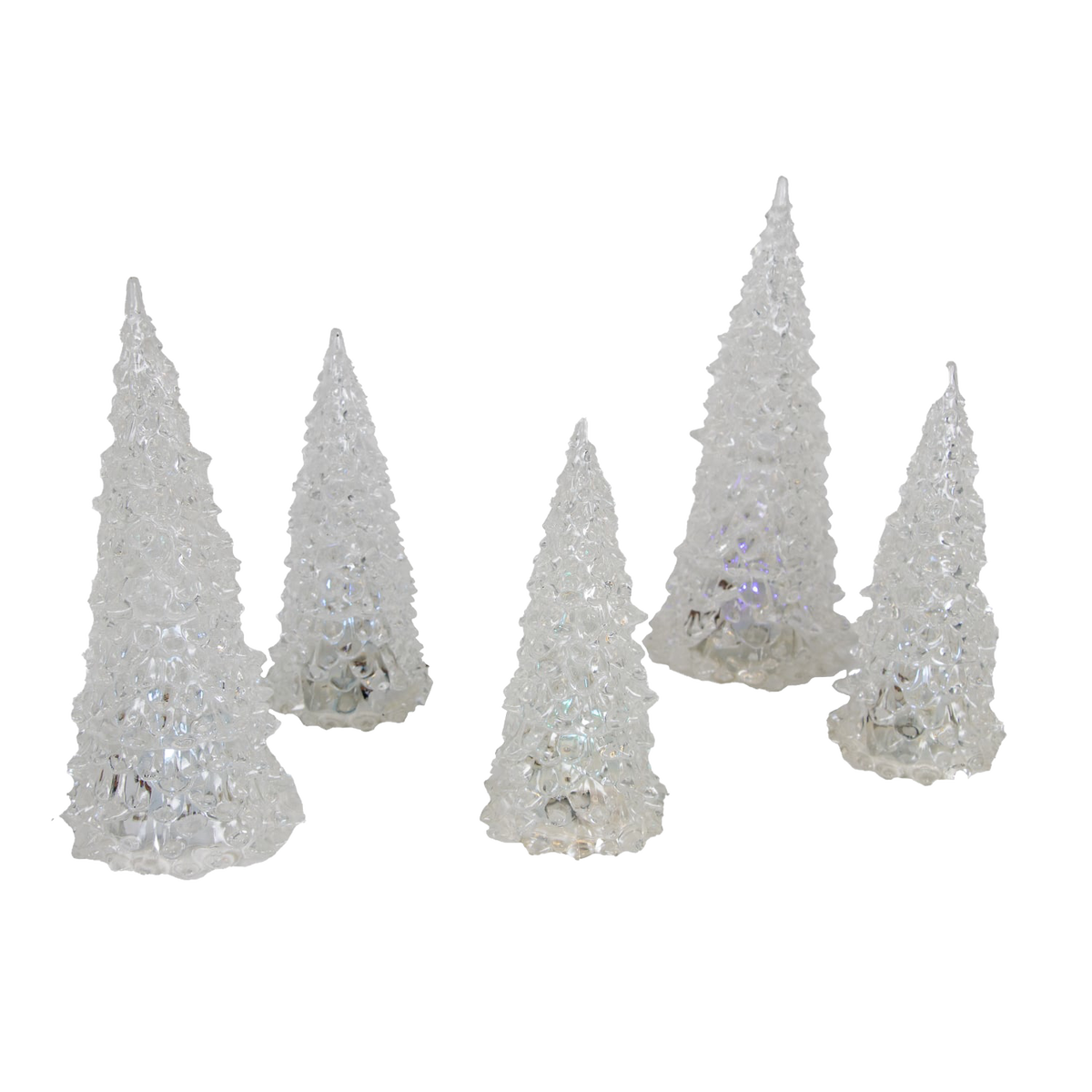 Color Changing LED Acrylic Christmas Trees - Set of 5