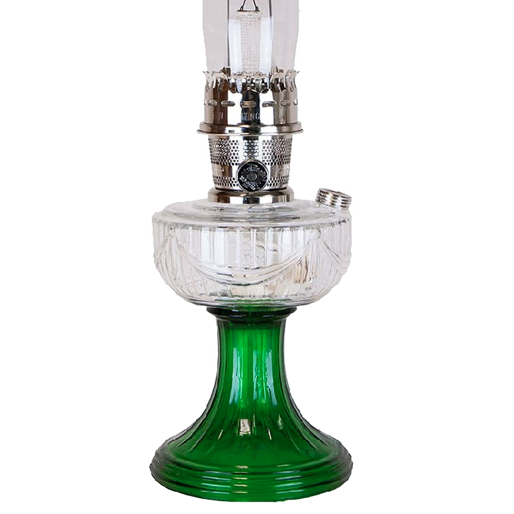 Aladdin Clear-Over Emerald Lincoln Drape Oil Lamp