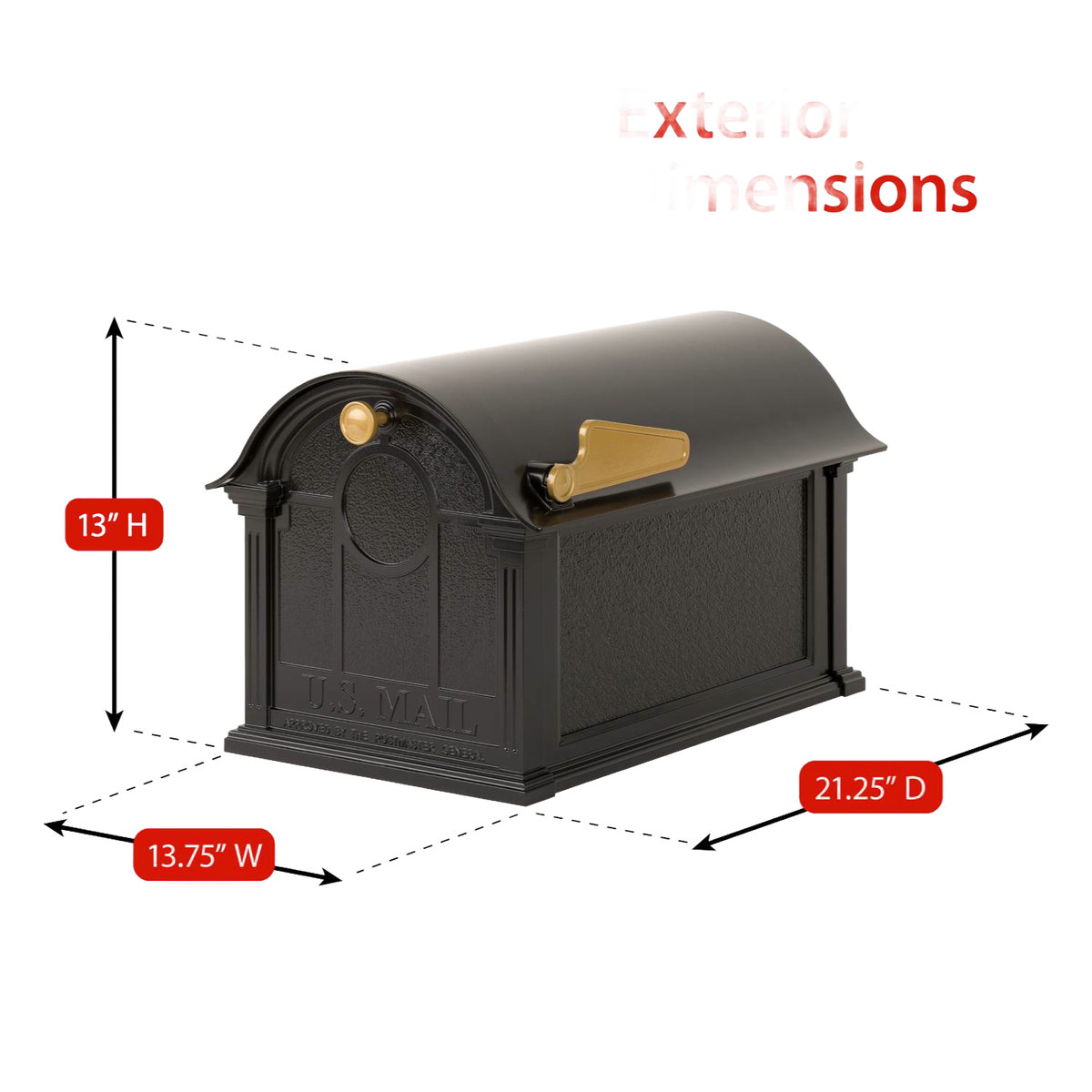 Whitehall Custom Balmoral Mailbox - Black/Gold
