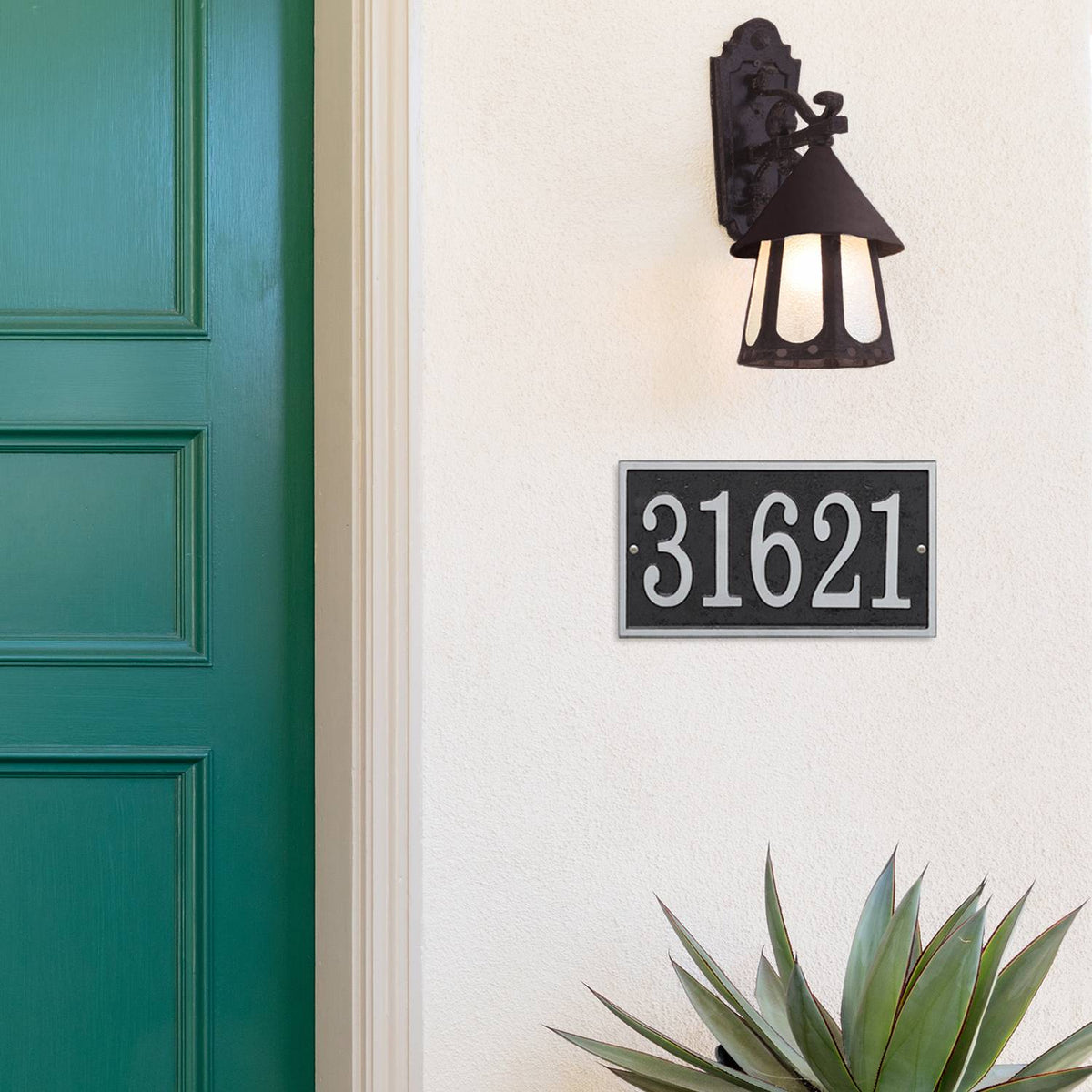 Whitehall Custom Address Plaque - Black/Silver Rectangle