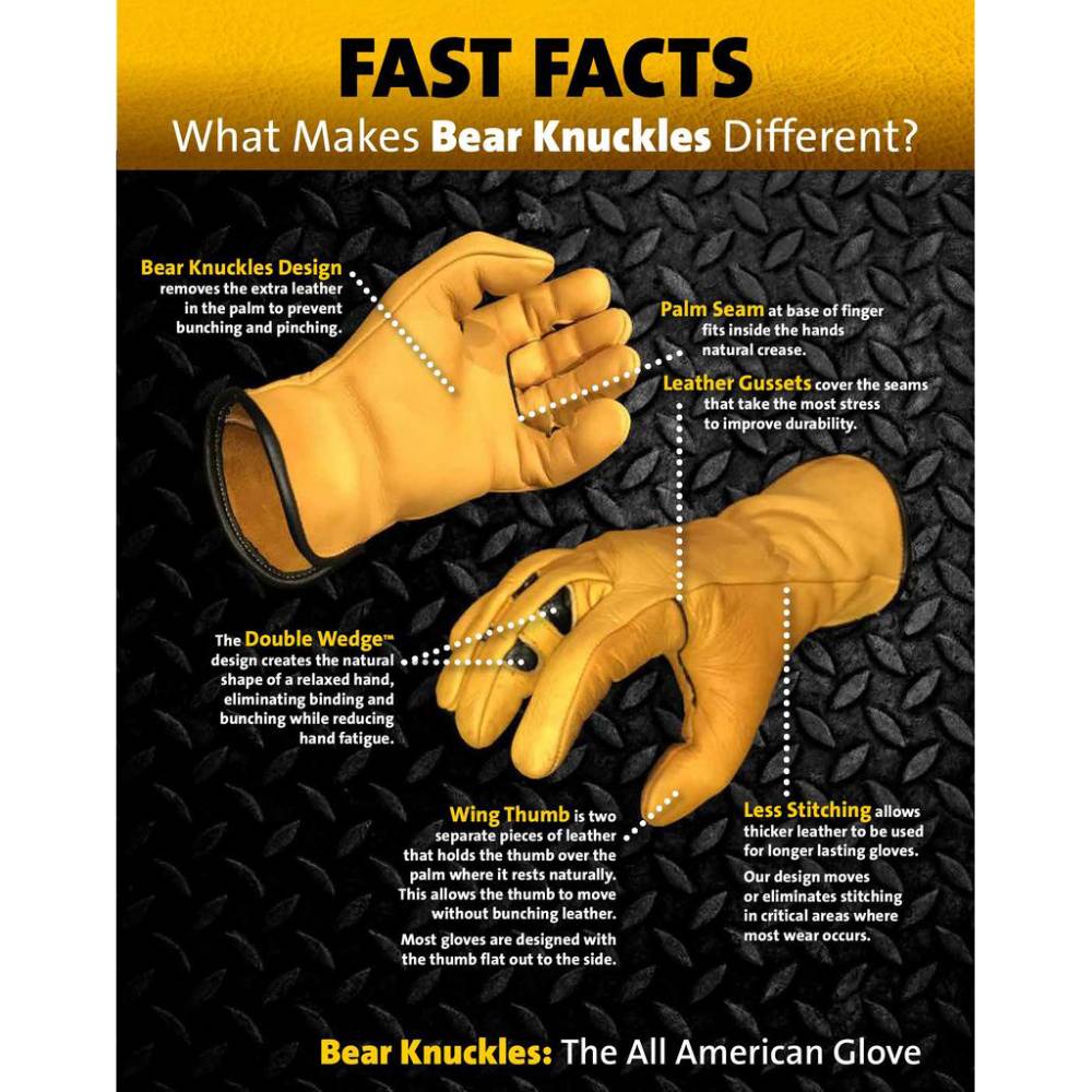 Bear Knuckles Fleece-Lined Cowhide Driver Gloves D409