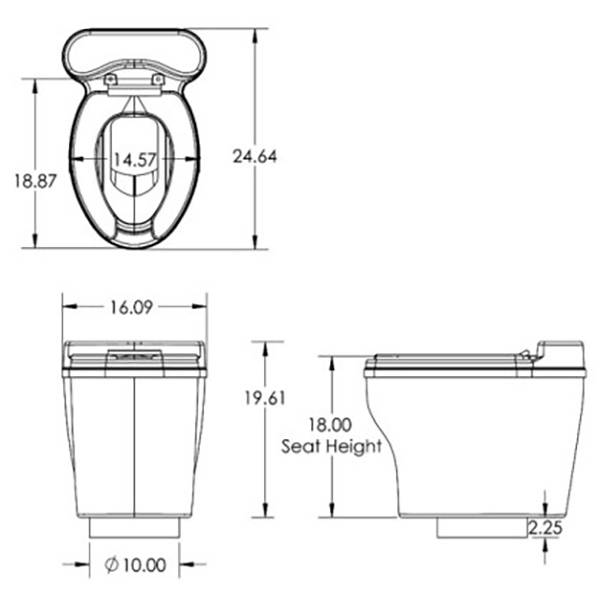 Waterless Elongated Dry Toilet Fixture