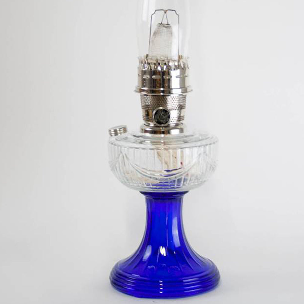 Aladdin Clear-Over Cobalt Lincoln Oil Drape Lamp