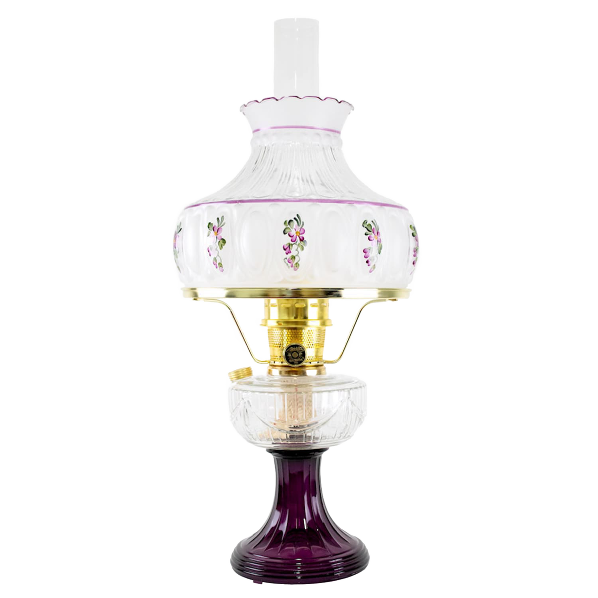 Aladdin Glass Lincoln Drape Oil Lamp (Optional Rose Shade)