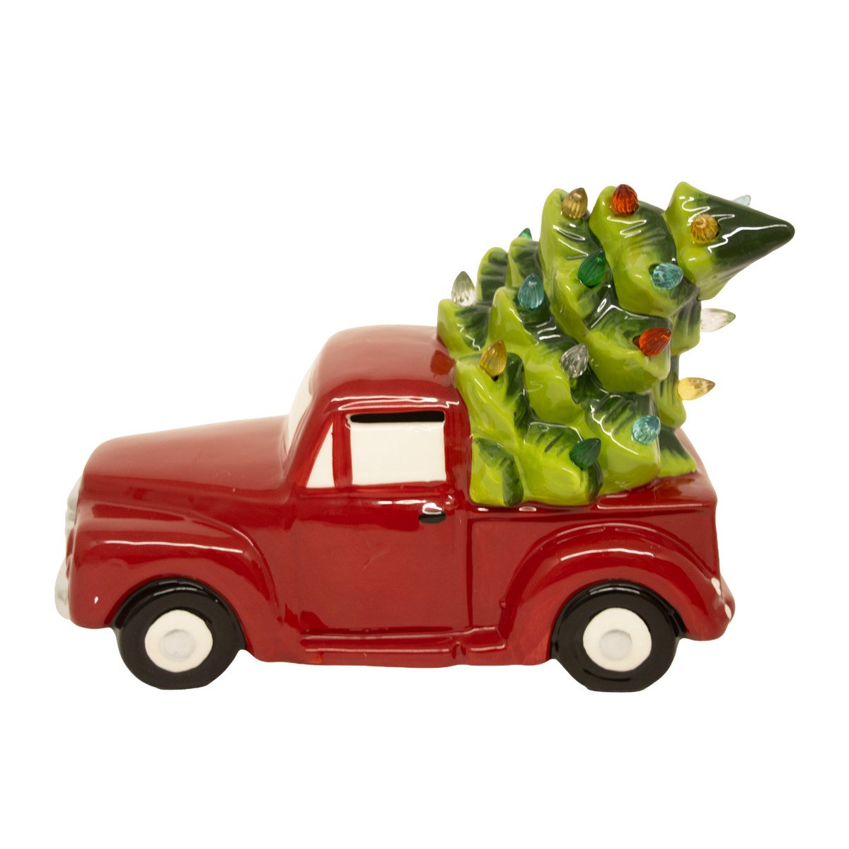 Light-Up Red Truck with Christmas Tree