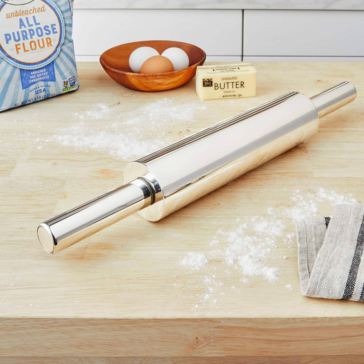 Stainless Steel Rolling Pin - 18.5"