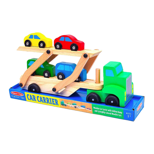 Melissa & Doug Car Carrier Truck Wooden Toy Set