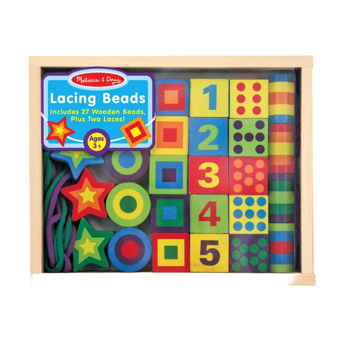 Melissa & Doug Deluxe Wooden Lacing Beads