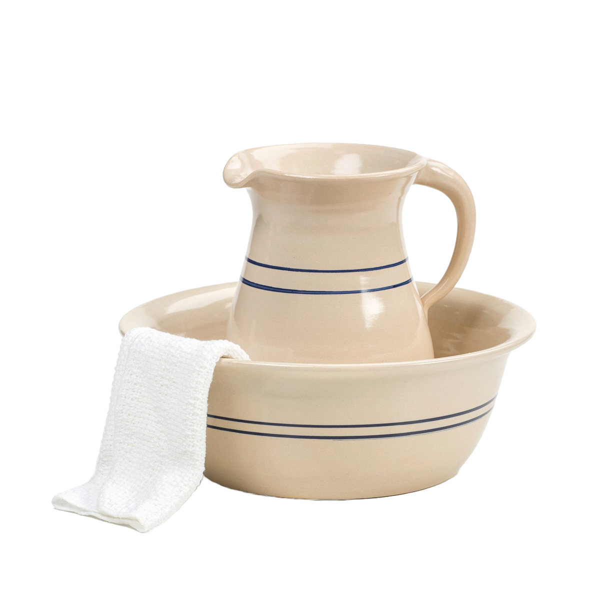 Heritage Blue Stripe Wash Basin & Pitcher Set