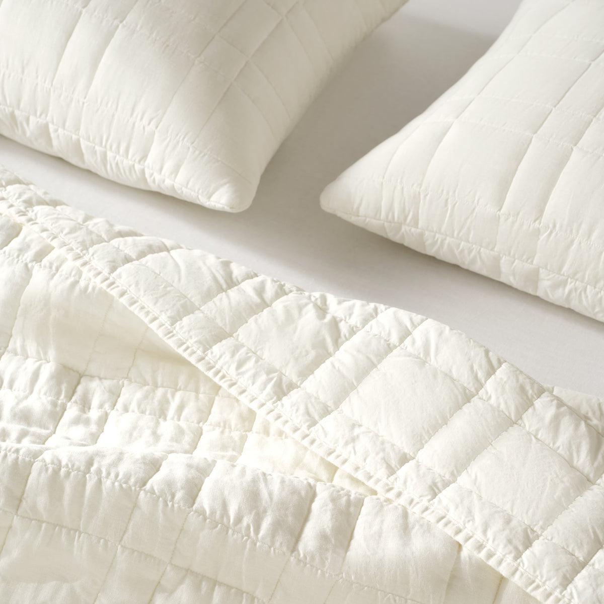 Washed European Linen Quilted Sham Set