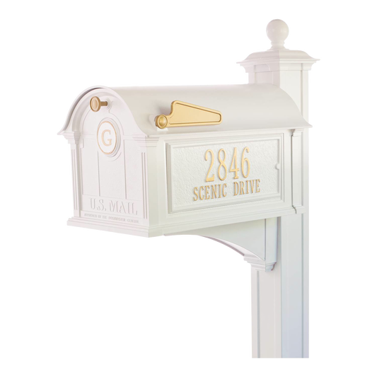 Whitehall Monogram Balmoral Mailbox - White/Gold