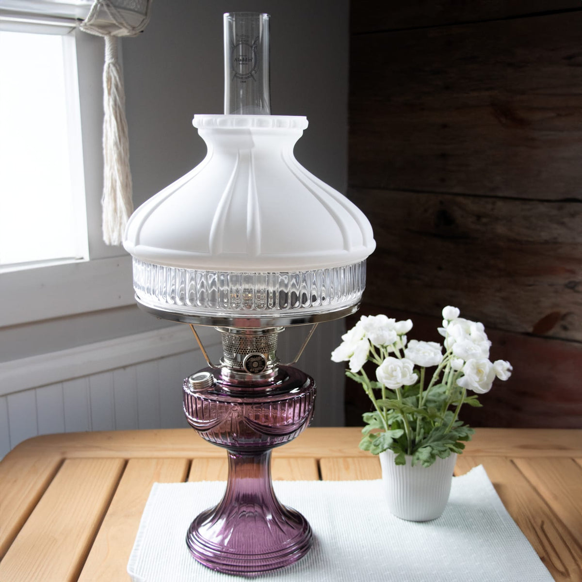 Aladdin Lincoln Drape Oil Lamp with White Top Shade