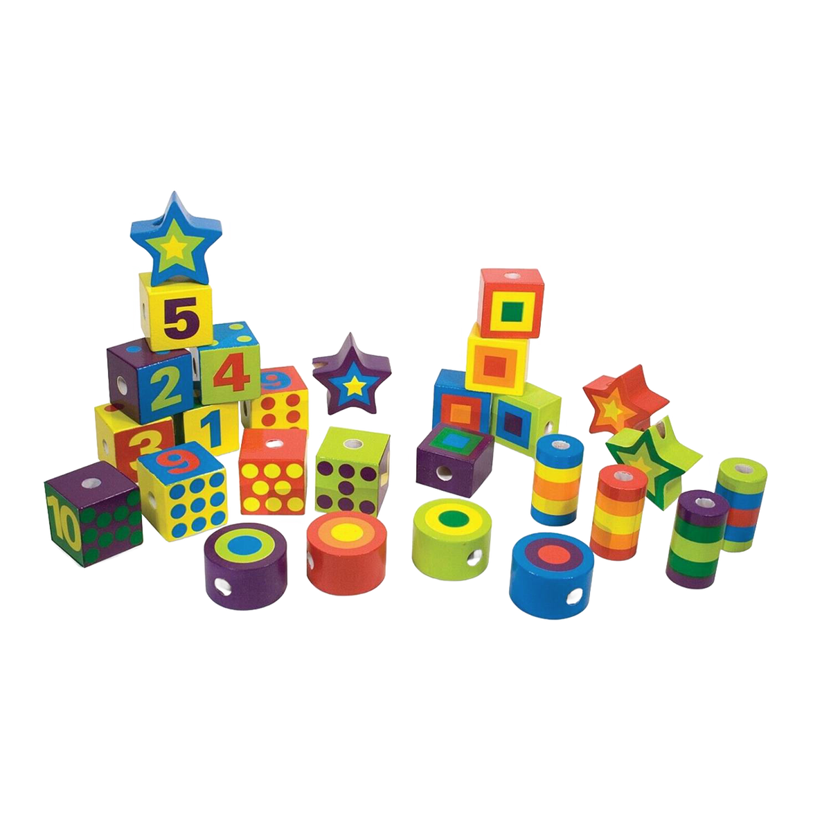 Melissa & Doug Deluxe Wooden Lacing Beads