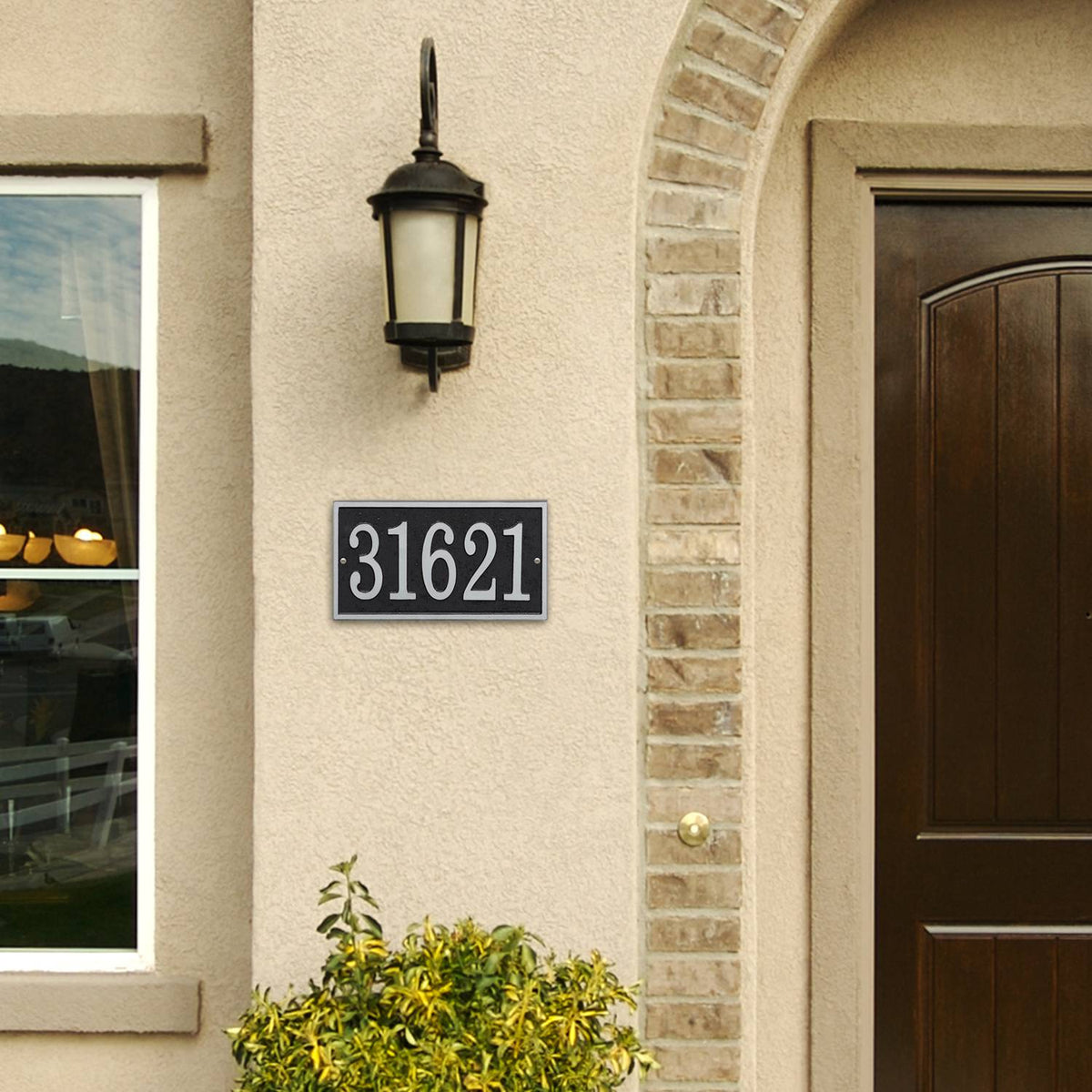 Whitehall Custom Address Plaque - Black/Silver Rectangle