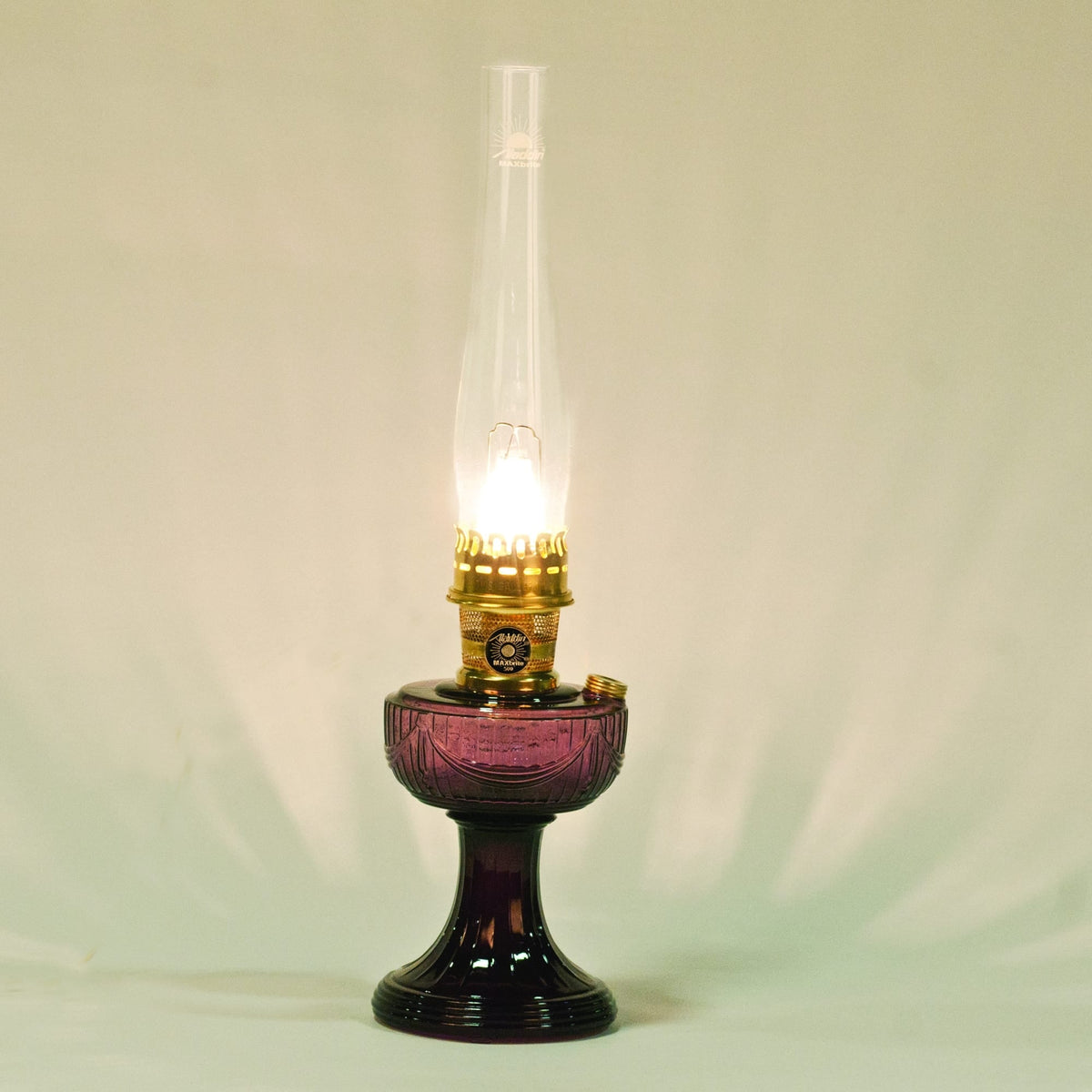 Aladdin Glass Lincoln Drape Oil Lamp (Optional Rose Shade)