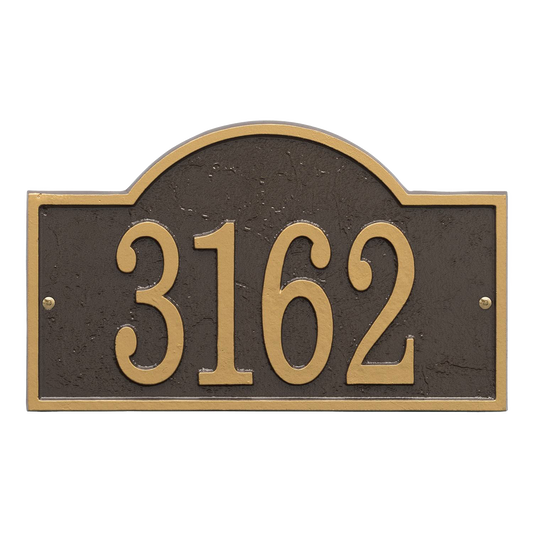 Whitehall Custom Address Plaque - Bronze/Gold Arched Rectangle