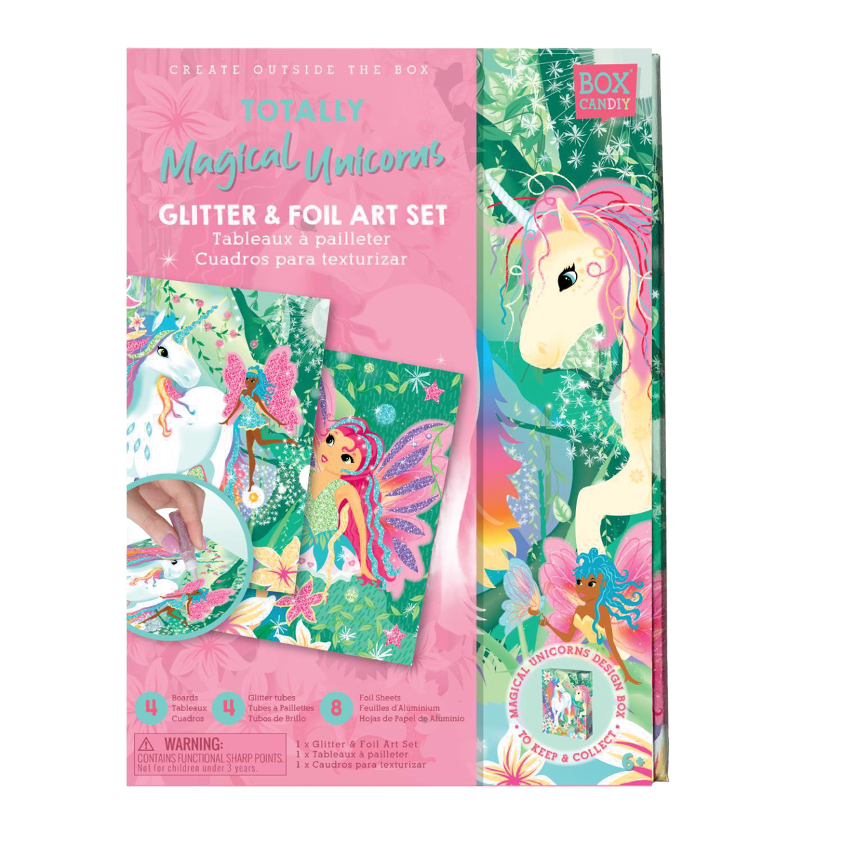 BOX CANDIY Unicorns Glitter and Foil Art Set