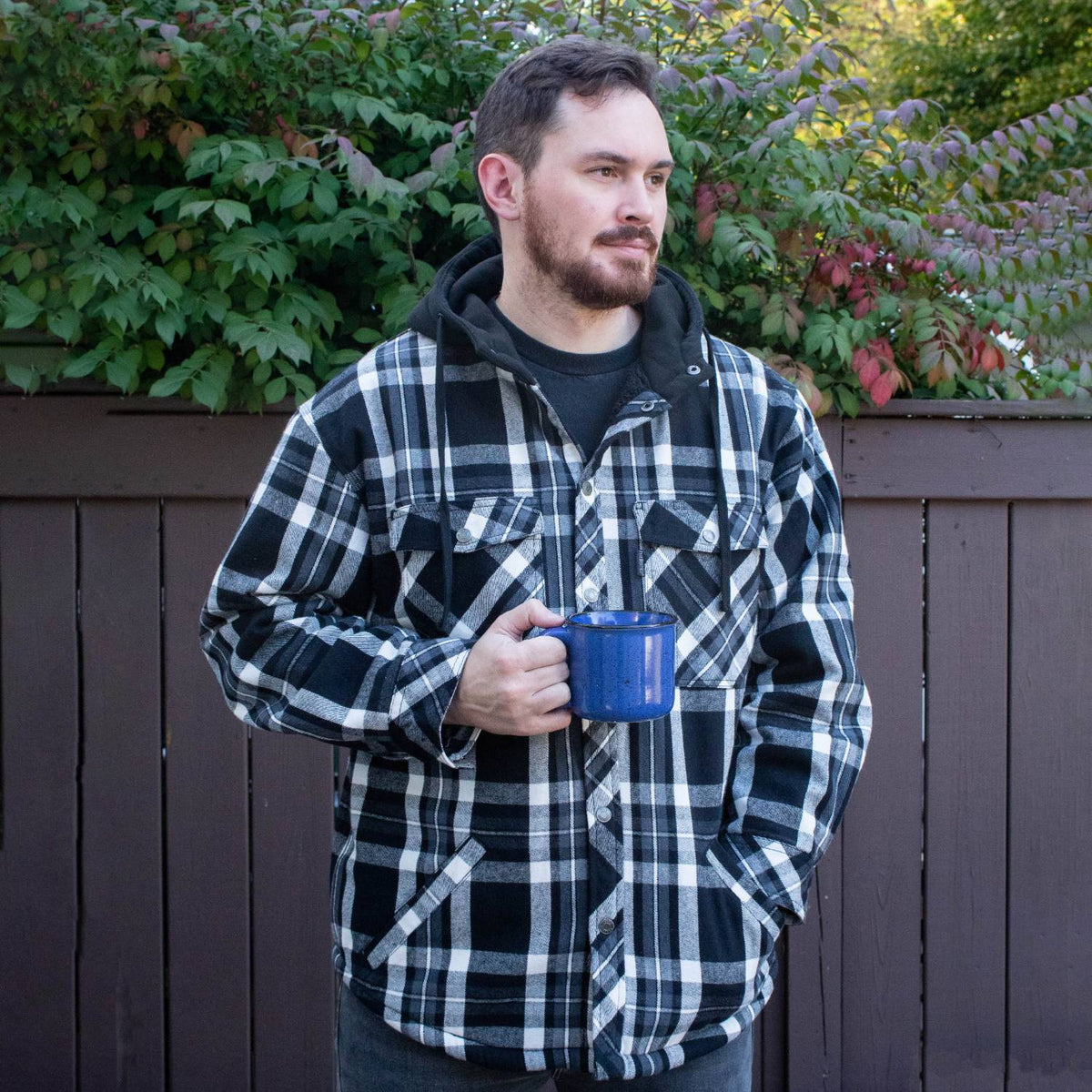 Men's Hooded Sherpa Lined Flannel Jacket - 4XL (Big)
