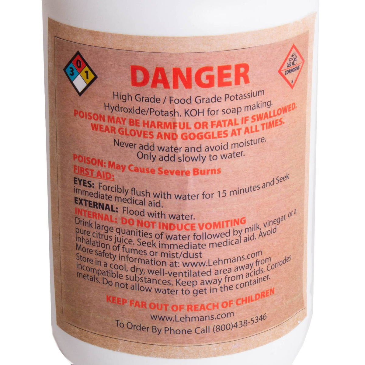 Lehman's Potassium Hydroxide (Potash) for Soap Making