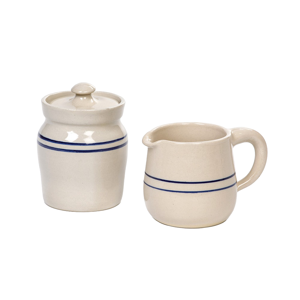 Heritage Blue Stripe Stoneware Sugar and Creamer Set
