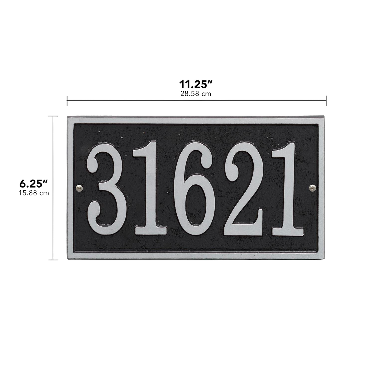 Whitehall Custom Address Plaque - Black/Silver Rectangle